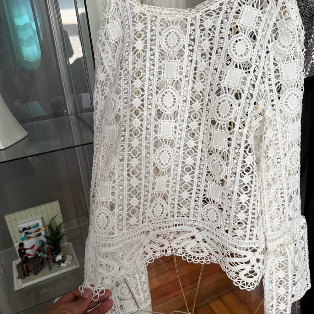 Forever 21 White Lace Long Sleeve Blouse - Picture 5 of 6